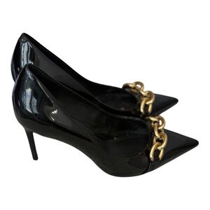 Jeffrey Campbell Black Patent Chain Pumps Pointed Toe Heels CBK Minimalist 8